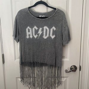 AC/DC TOPS | AC/DC fringe shirt | COLOR : grey/white | SIZE : XL